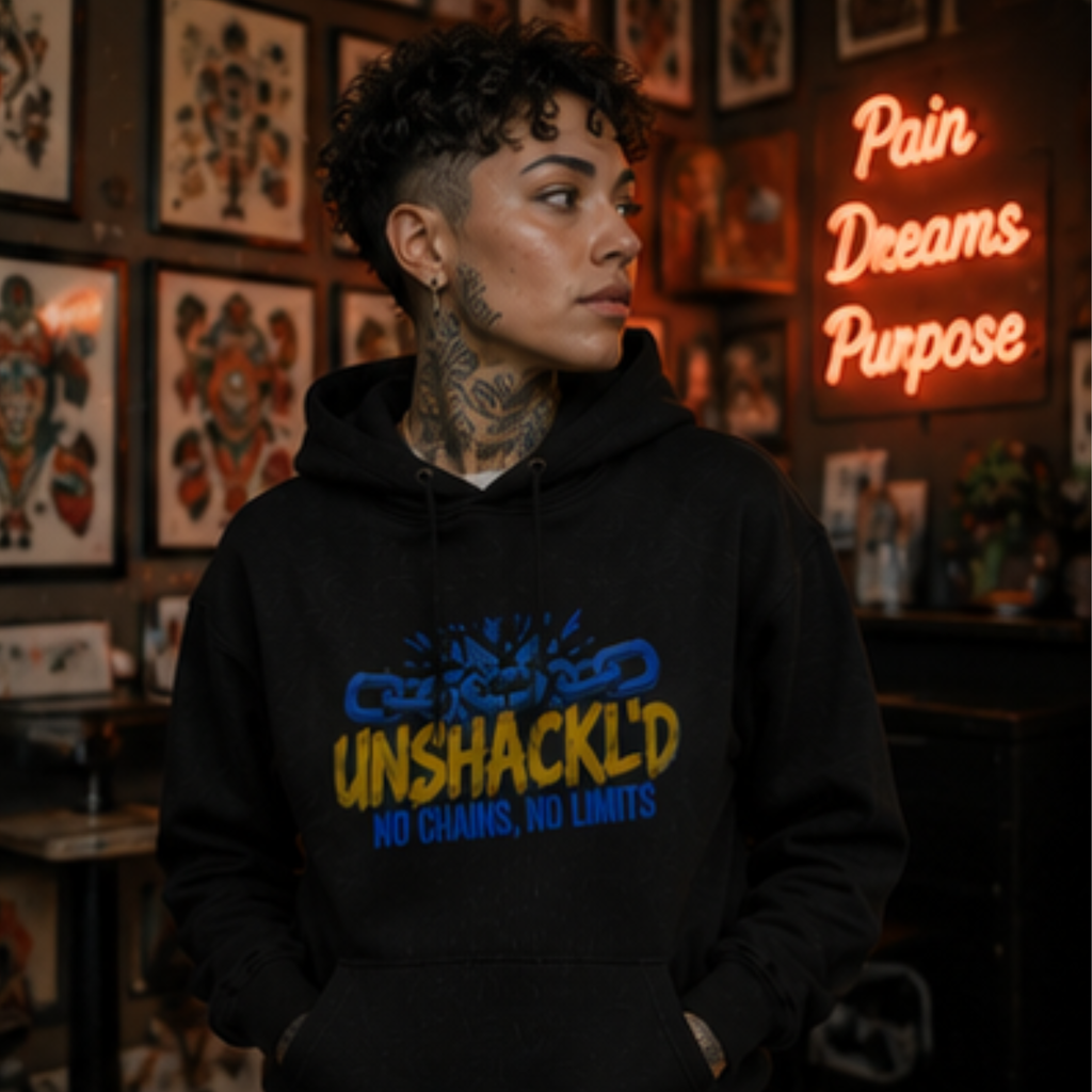 Unshackl'd Hoodie — "No Chains, No Limits" Hoodie